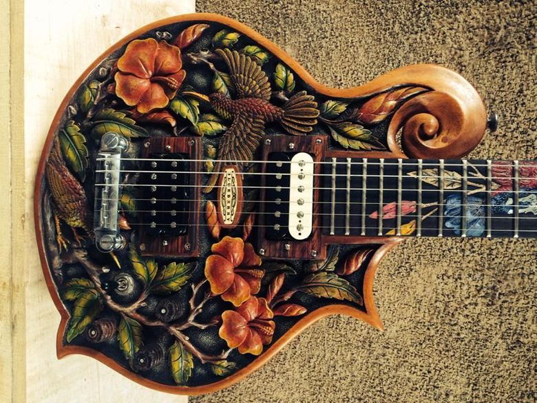 Guitar Blog Blueberry highly carved and inlaid "Floral" electric